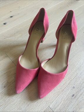 Vince Camuto Rose Pink Suede Pointed D'Orsay Pumps